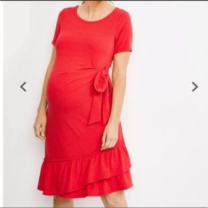 Pea In the Pod Red Tie Maternity Dress Large
